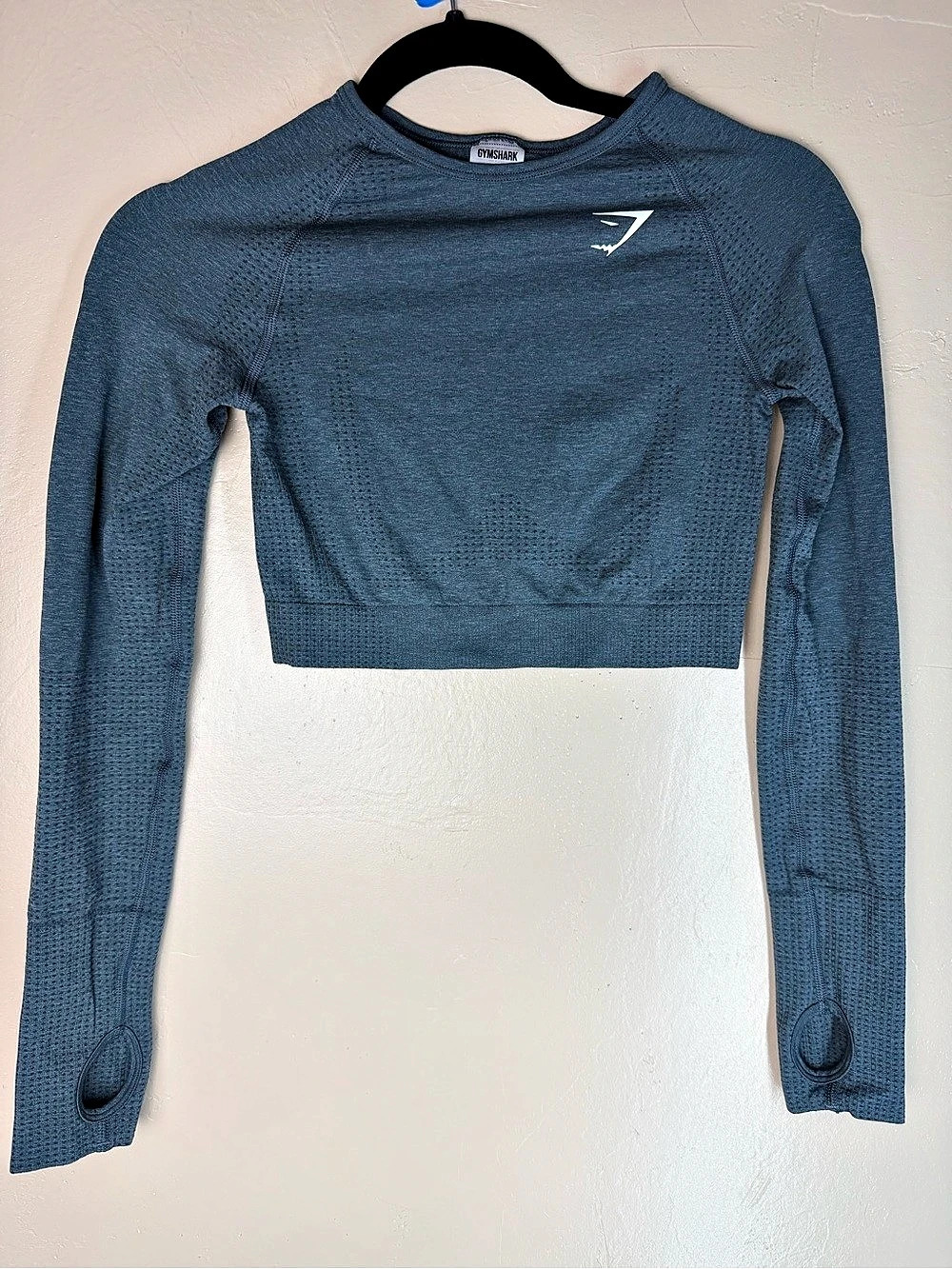 Gymshark Vital Seamless Long Sleeve Crop Top Blue Small